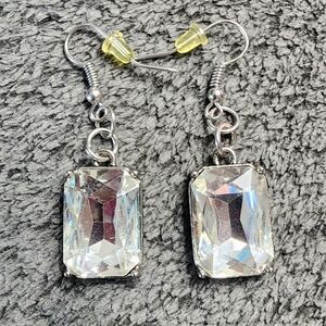 Sophisticated Silvertone Crystal Earrings